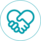 Heart and handshake icon representing support for someone else