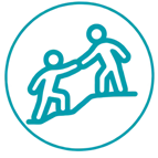 Heart and handshake icon representing support for someone else
